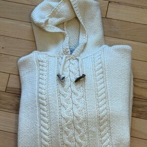 Irish Knit Hoodie Popover Wool Sweater Size XL Bought in Aran Islands, Ireland